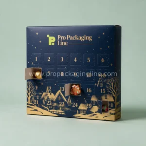 Navy advent calendar box with 24 perforated doors