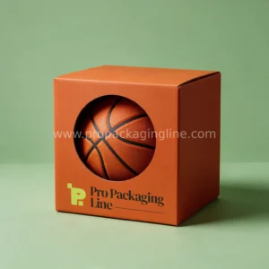 Custom orange basketball box with round die-cut window