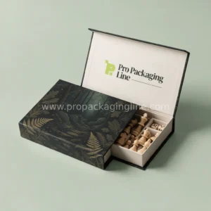 Charcoal magnetic board game box with fitted insert