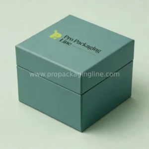 Custom cube rigid two-piece gift box in teal