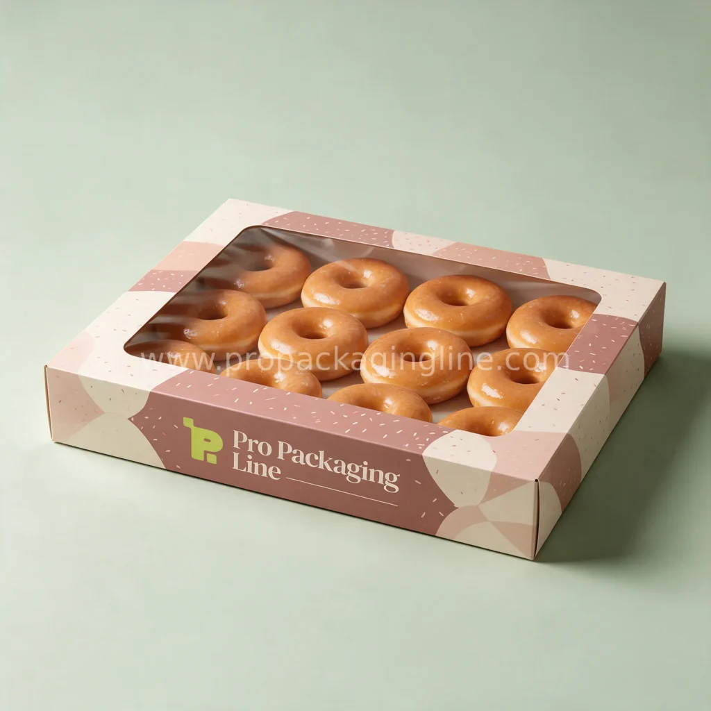 Dusty rose dozen donut box with window lid