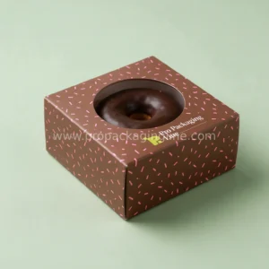 Cocoa brown single donut box with round window