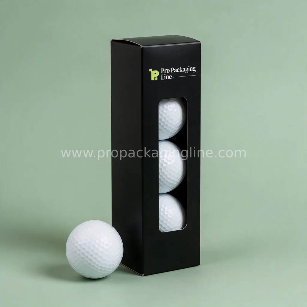 Custom 3-ball golf sleeve box with window in black
