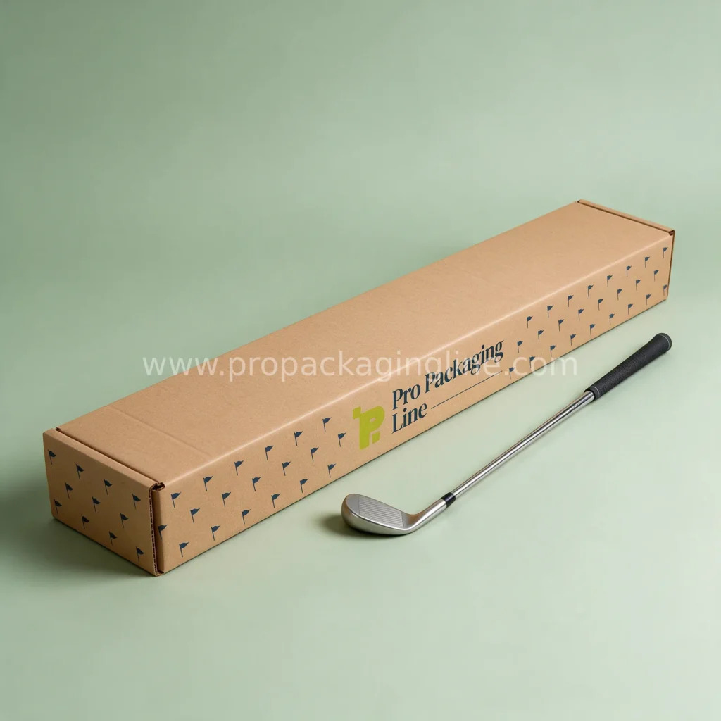 Long kraft golf club shipping box with printed logo