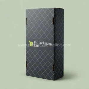Tall charcoal argyle golf club shipping carton with printed logo