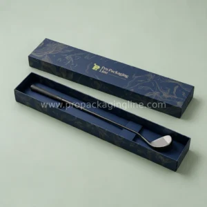 Navy rigid golf putter box with printed logo