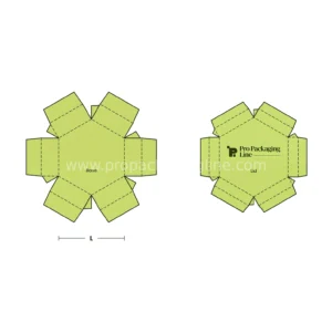 Hexagon 2 piece box dieline template for base and lid by Pro Packaging Line