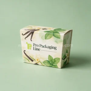 Custom printed ice cream pint sleeve carton with vanilla and mint watercolour artwork