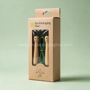 Custom kraft jump rope box with hang tab and PVC window