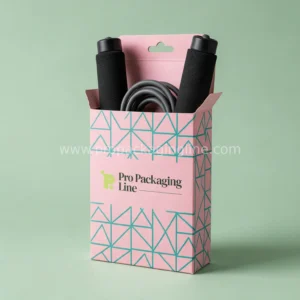 Custom jump rope display box with handles out in pink