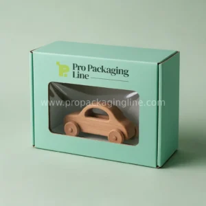 Custom kids toy box with die-cut window in mint green