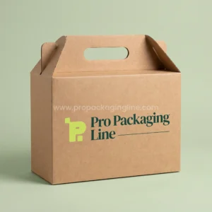 Custom large kraft gable gift box with die-cut handle by Pro Packaging Line