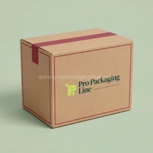Custom printed kraft corrugated butcher shipping box with red border and red tape seal