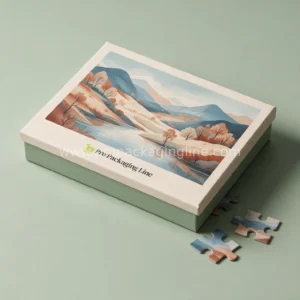 Two-piece jigsaw puzzle box with landscape artwork lid
