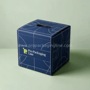 Navy cube ball shipping box with court line print