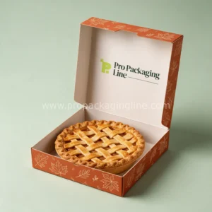Custom Thanksgiving pie box in rust orange with pumpkin pie inside